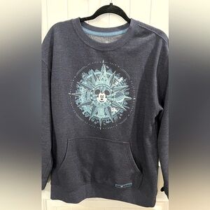 Brushed fleece Disney sweatshirt in a heathered navy blue color size medium